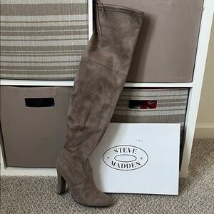 Steve Madden Taupe Suede Over-the-Knee Boot